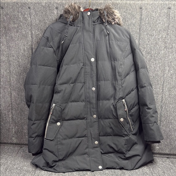 Artic Expedition Black Quilted Puffer Coat with Fur Trim - Picture 1 of 7